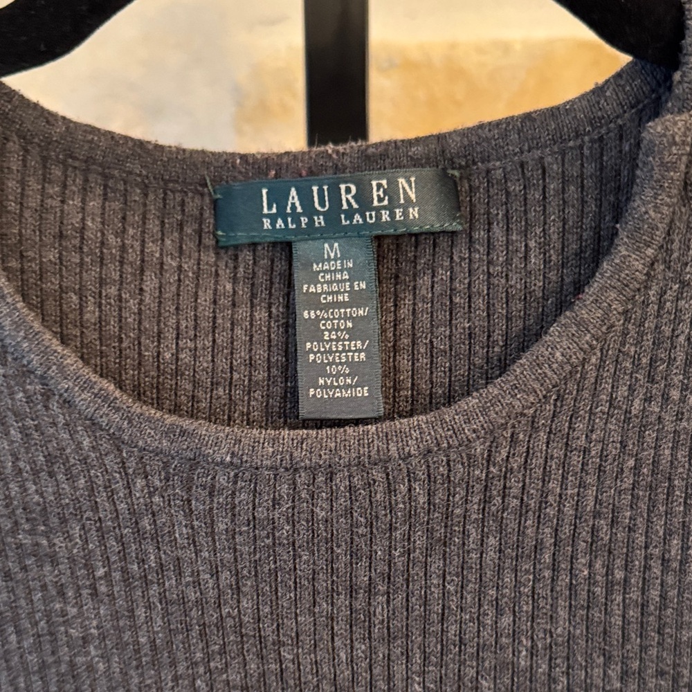 Lauren Ralph Lauren Ribbed Crewneck Sweater in Charcoal - Picture 2 of 4